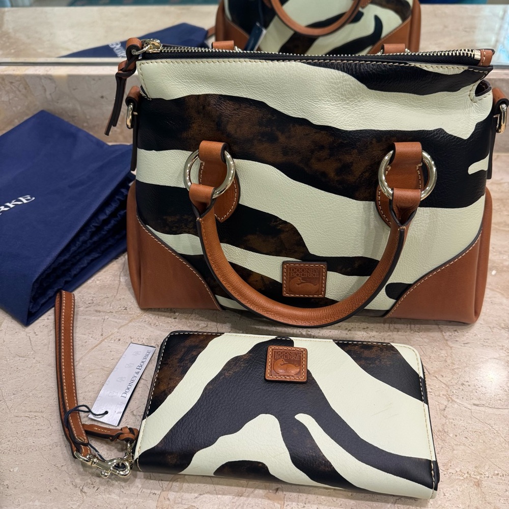 Dooney & Bourke Zebra Print Satchel and Wallet NWT